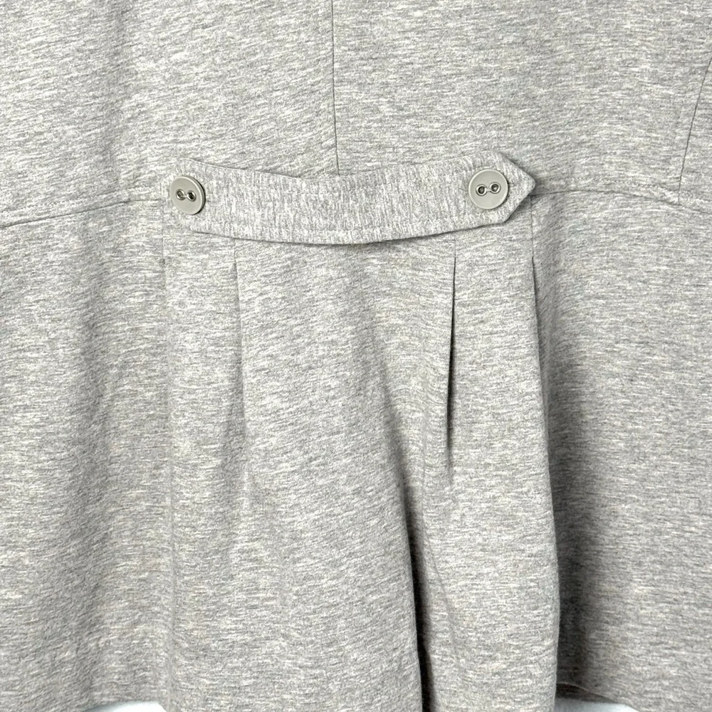Motto Women's Cropped Pea Coat Heather Gray Pleated Button-Up Size-L NWT
